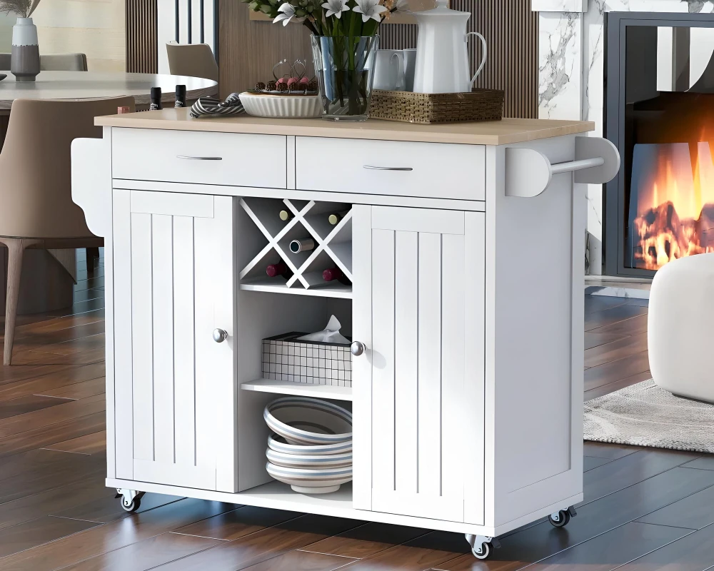 kitchen island cart with shelves
