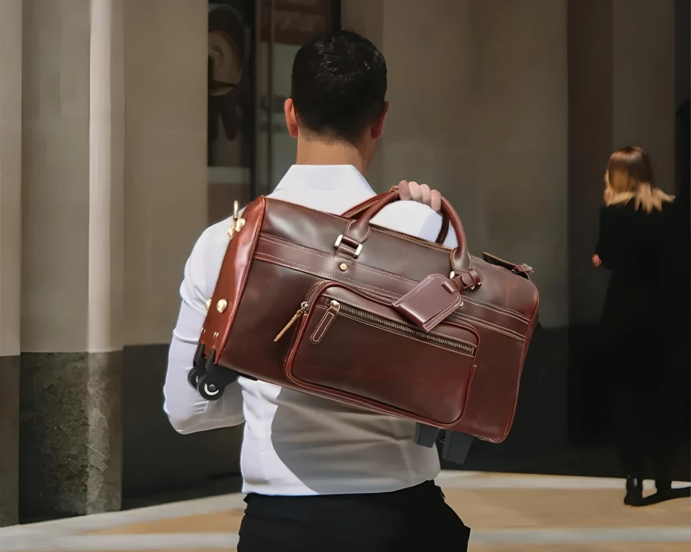 leather carry on with wheels