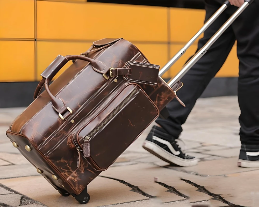 mens leather carry on