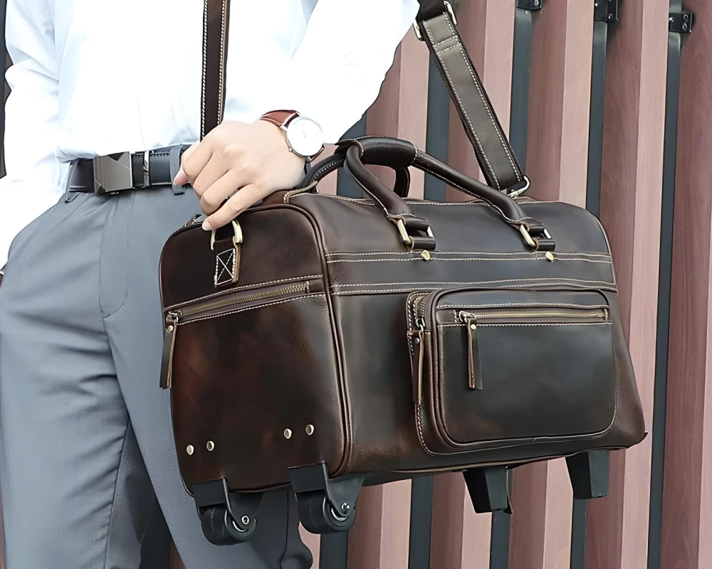 carry on leather duffle bag